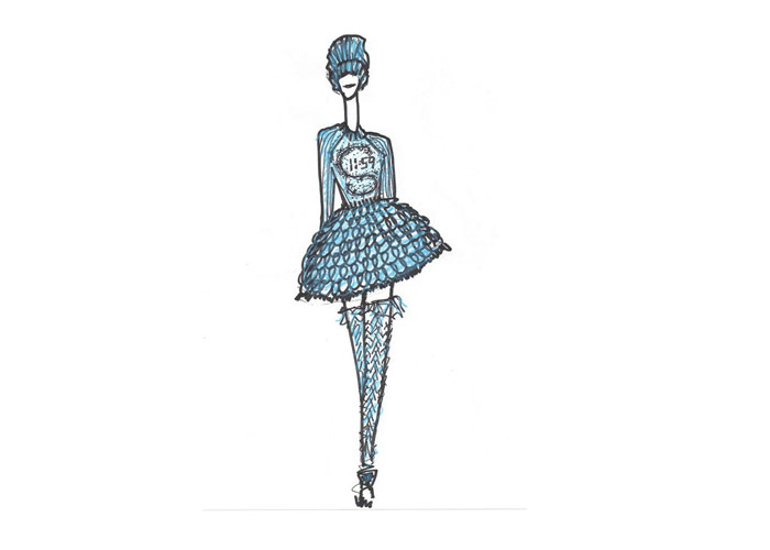 O croqui do vestido da Cinderella da Sister by Sibling para os 20 anos da Disneylândia de Paris - Foto:Reprodução