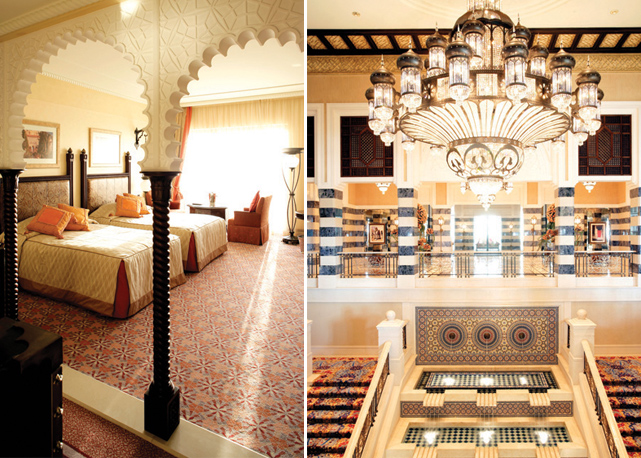 Nas duas imagens, o interior do hotel Al Qasr - Fotos: Harper's Bazaar/Reprodução