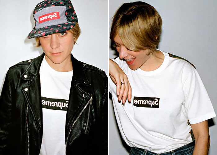 Chloë Sevigny e a t-shirt branca da Supreme + Comme des Garçons - Fotos: Reprodução
