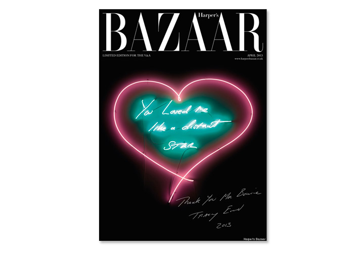 Capa assinada por Tracey Emin em homenagem a David Bowie para a Bazaar UK de abril - Foto: Harper's Bazaar