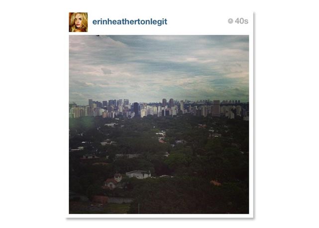 Erin Heatherton clica sua chegada a São Paulo - Foto: Reprodução/Instagram