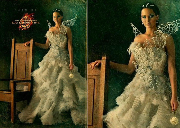 Jennifer Lawrence em um modelo McQueen no novo pôster de Jogos Vorazes- Foto: Reprodução