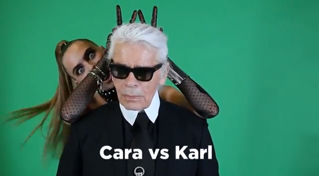 Cara Delevingne e Karl Lagerfeld no teaser da Melissa - Foto: Reprodução