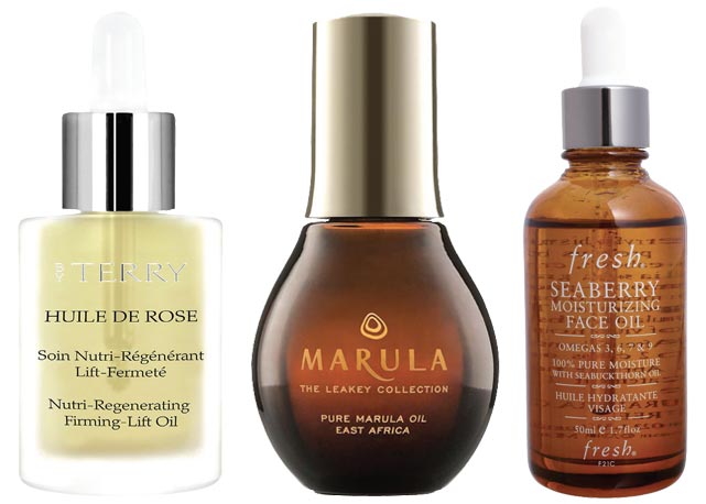 Da esquerda para a direita: Huile de Rose Firming Lift, By Terry; Pure, Marula; e Seaberry Moisturizing Face Oil, Fresh - Fotos: Divulgação