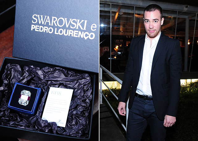 Pedro Lourenço e uma das suas peças para a Swarovski - Fotos:  Midori de Lucca/Divulgação