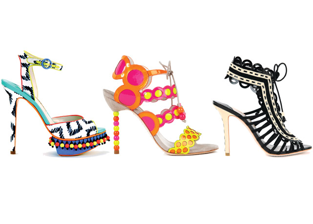 Sapatos da coleção de estreia da inglesa são inspirados no Rio de Janeiro e no trabalho da japonesa Yayoi Kusama - Fotos: Reprodução/Harper's Bazaar