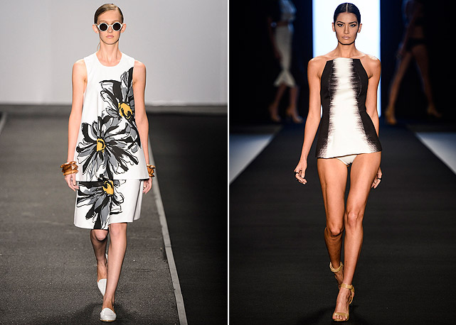 Looks das passarelas de Andrea Marques (à esquerda) e Lenny (à direita) - Fotos: Agência Fotosite