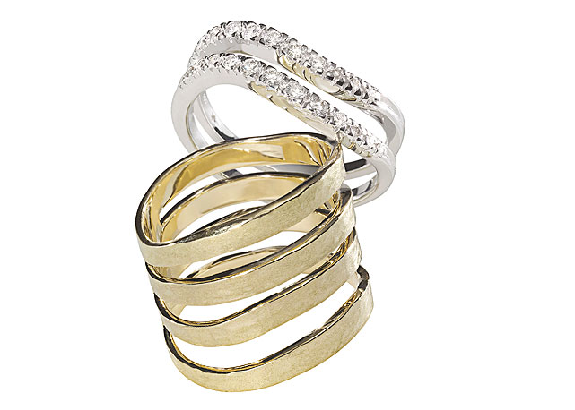 Anel Copan, de ouro amarelo e branco, com diamantes - Foto: Divulgação