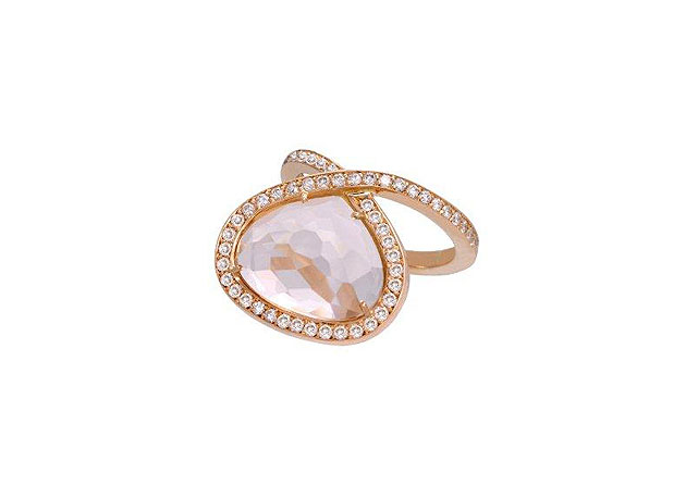 Anel de ouro rosé com morganita e diamantes - Foto: Divulgação