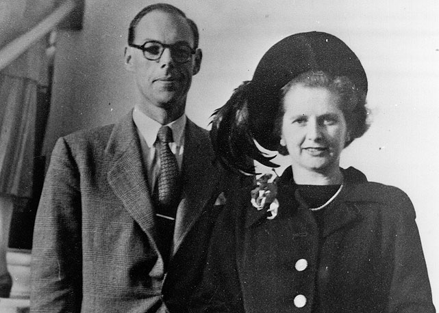 Margareth e o marido, Dennis Thatcher, nos anos 190 - Foto: Getty Images