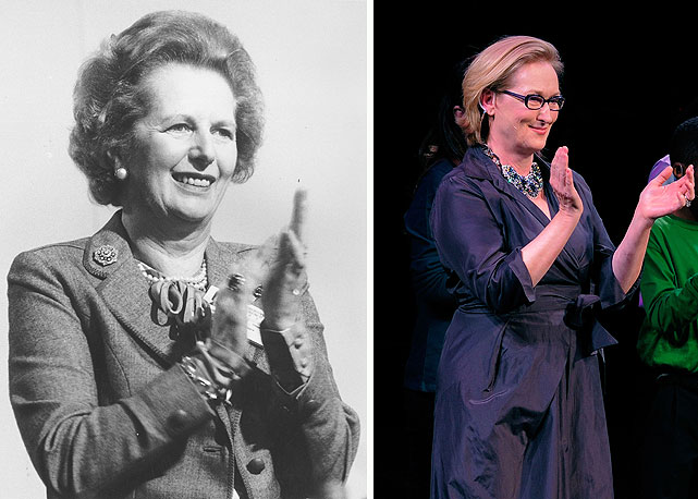 Margareth Thatcher e Meryl Streep, que a interpretou no cinema - Foto: Getty Images