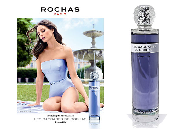 Olivia Palermo na campanha (à esquerda) e o frasco (à direita) do novo perfume da Rochas - Fotos: Divulgação