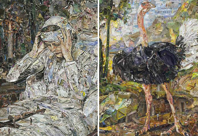 As obras "The Ecstatic Virgin Anna Katharina" e "Study of Ostrich, After Nicasius Bernaerts" de Vik Muniz - Fotos: Reprodução