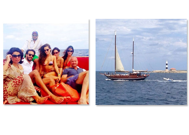O domingo (26.05) começou cedo para essa turma! Daniella Hallayel, Izabel Goulart, Daniel Urzedo, Ana Paula Junqueira,, Ana Khouri e Giuseppe Cibriani em passeio de barco rumo a Formentera - Fotos: Reprodução/Instagram