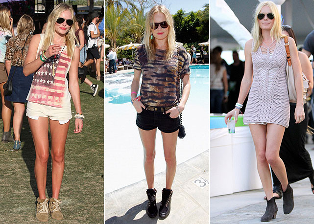 Três looks da Kate Bosworth em diferentes edições do Coachella - Fotos: Getty Images