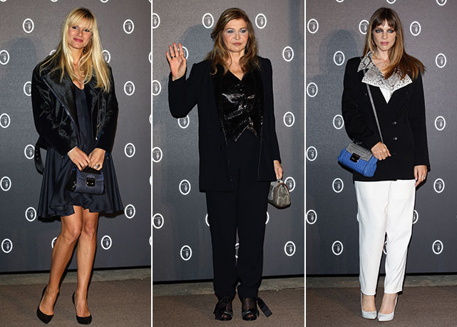 Da esquerda para a direita: Michelle Hunziker, Marialuisa Trussardi e Gaia Trussardi - Fotos: Getty Images