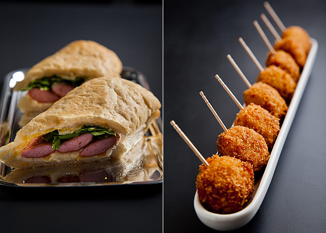 As entradinhas pedrinho hot dog e pastella de parma com burrata e manjericão - Foto: Divulgação