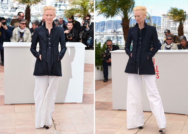 Tilda Swinton de Haider Ackermann em Cannes - Foto: Getty Images