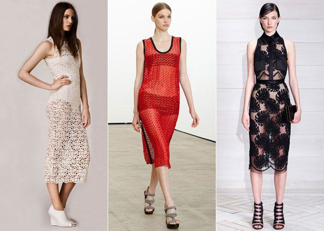 Da esquerda para a direita, looks da Burberry Prorsum, Jason Wu e Derek Lam - Fotos: Divulgação