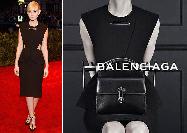 Carey Mulligan e o vestido da Balenciaga - Foto: Getty Images e Divulgação