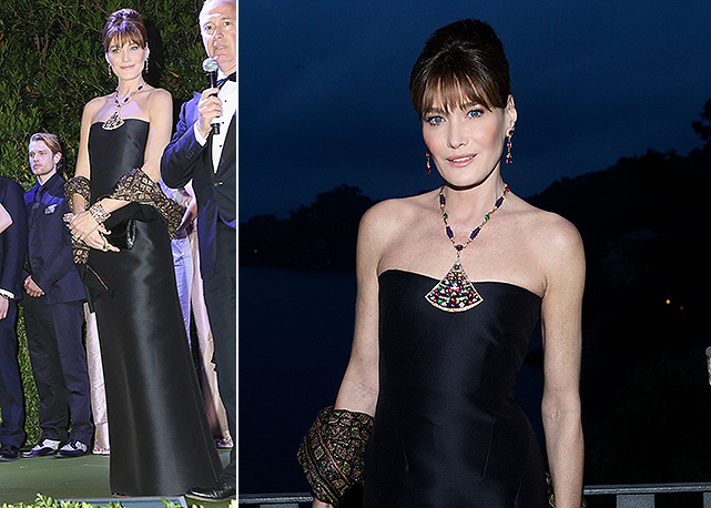 O look de Carla Bruni em lançamento da Bvlgari - Fotos: Getty Images
