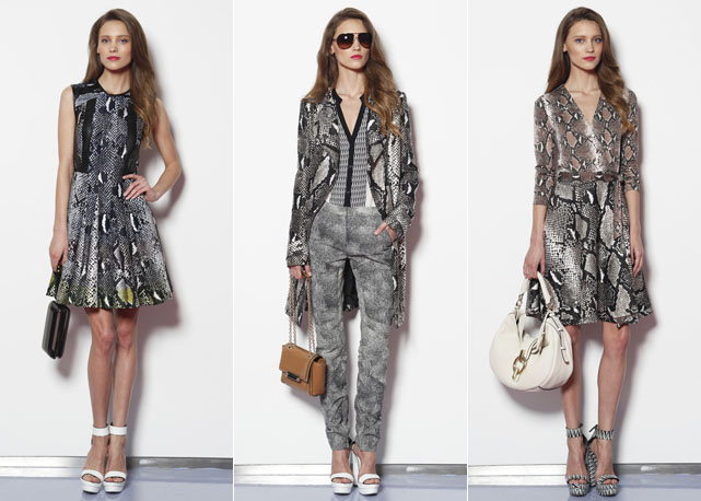 Estampas de cobra são o carro-chefe do resort 2014 de Diane von Fur
