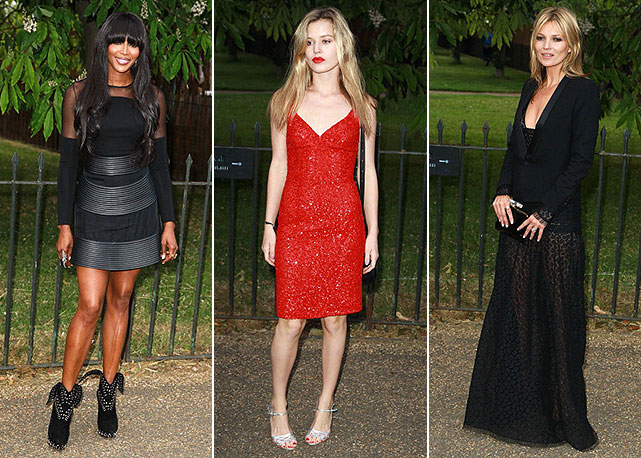 Da esquerda para a direita: Naomi Campbell, Georgia May Jagger e Kate Moss - Fotos: Getty Images