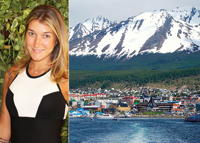 Gabriela Pugliese e o porto de Ushuaia, na Patagonia - Fotos: Reprodução/Harper's Bazaar