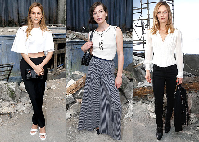 Da esquerda para a direita: Gaia Repossi, Milla Jovovich e Vanessa Paradis - Fotos: Getty Images