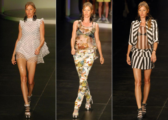 Três vezes Gisele Bündchen na apssarela da Colcci - Fotos: Reprodução