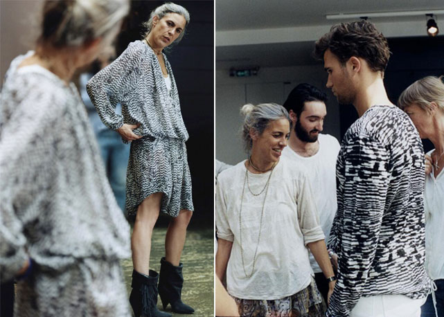 Isabel Marant na prova de roupa de sua coleção para a H&M - Fotos: Reprodução/Instagram