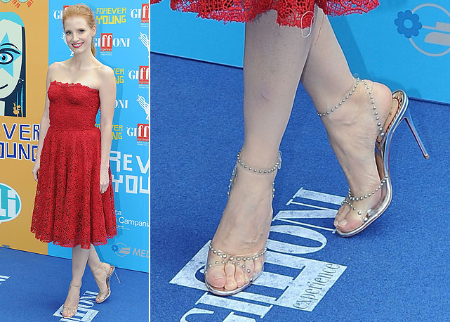 Jessica Chastain de vermelho na Itália - Foto: Getty Images