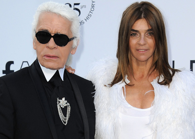 Karl e Carine juntos no gala 2011 da amfAR na França - Foto: Getty Images