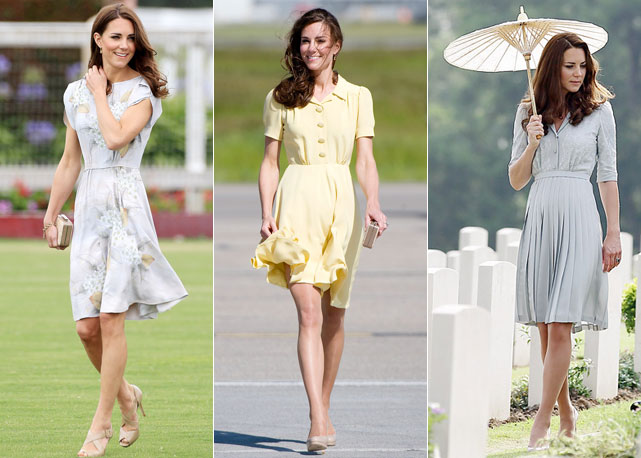 Kate Middleton em três looks de Jenny Packham - Fotos: Getty Images