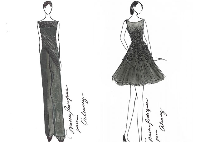 Dois croquis feitos por Walter Rodrigues para o verão 2014 da Alcaçuz - Fotos: divulgação