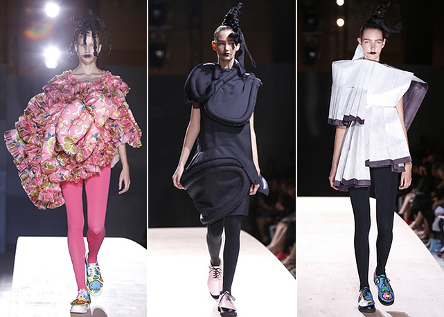 Três looks de verão da Comme Des Garçons - Fotos: Getty Images