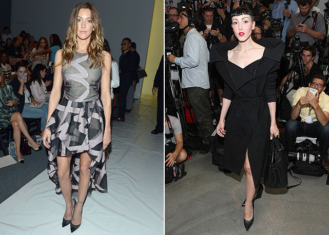 Vestidos volumosos de Katie Cassidy (à esquerda) e Michelle Harper (à direita) - Fotos: Getty Images