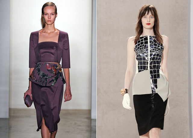 Da esquerda para a direita, looks do inverno 2014 de Alexandre Herchcovitch e Pedro Lourenço - Foto: divulgação