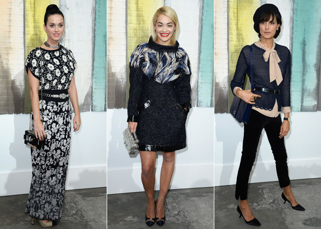 Katy Perry, Rita Ora e Ines De La Fressange no desfile de verão 2014 da Chanel - Fotos: Getty Images