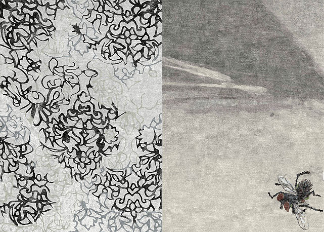 Duas estampas disponíveis na coleção (R$2.600,00 por m²) - Foto:divulgação
