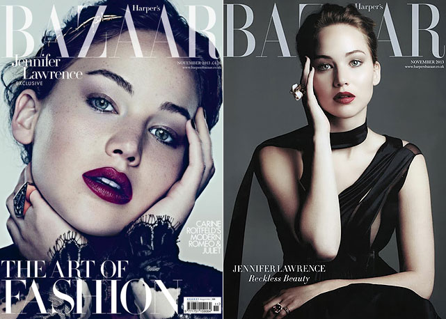Jennifer Lawrence na capa da edição de novembro da Harper's Bazaar UK - Fotos: reprodução