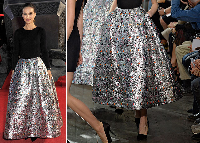 Natalie Portman com saia recém-saída da passarela da Dior - Fotos: Getty Images