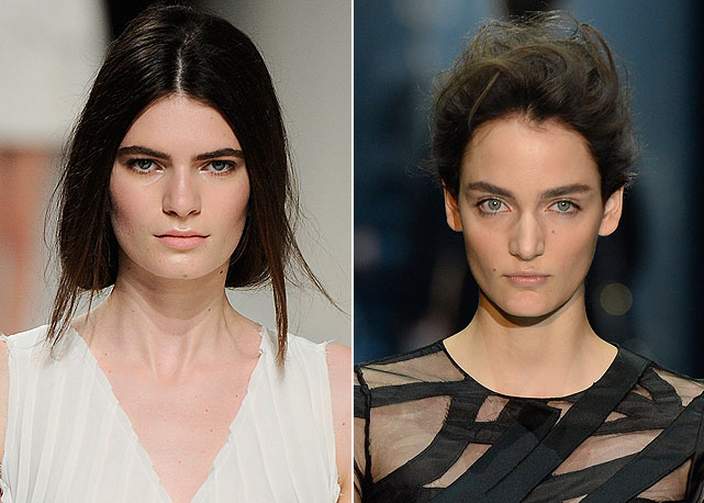 Mais sobrancelhas marcadas: Nina Ricci (à esquerda) e Tom Ford (à direita) - Fotos: Getty Images