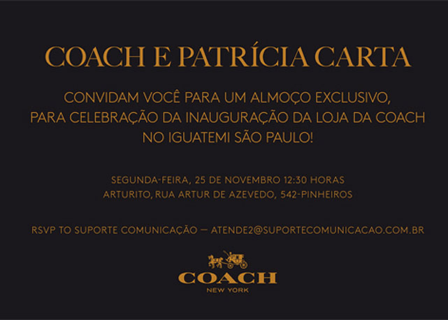 Convite da Coach para o evento de hoje - Foto: reprodução