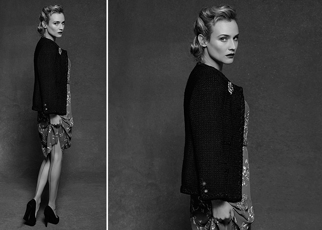 Diane Kruger retratada por Lagerfeld, com sytling de Carine Roitfeld - Foto: reprodução