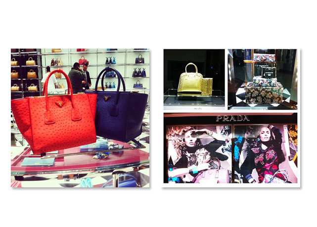 À esquerda, bolsas Twin Pockets; à esquerda, os baús de Miuccha - Foto: reprodução/Instagram/BazaarBR