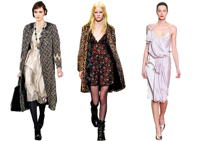 Da esquerda para a direita: Torry Borch, Saint Laurent e Nina Ricci, todos do inverno 2014 - Fotos: reprodução/Harper's Bazaar