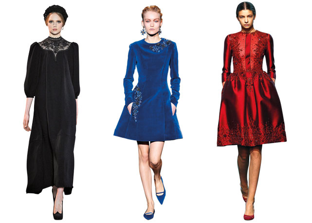 Da esquerda para a direita Ulyana Sergeenko, Alberta Ferretti e Georges Hobeika, todos inverno 2014 - Foto: reprodução/ Harper's Bazaar