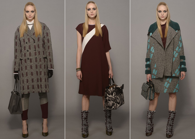 Três looks do pre-fall 2014 da Fendi - Fotos: Reprodução