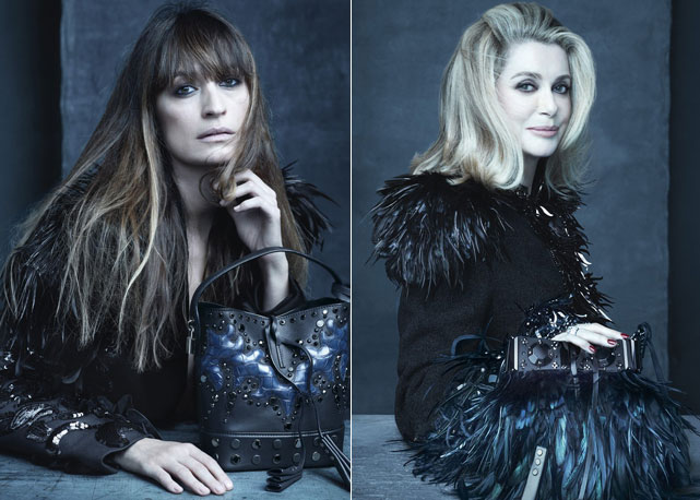 Caroline de Maigret e Catherine Deneuve  fazem parte do seleto grupo de seis musas escaladas pelo estilista para o shooting - Fotos: Reprodução